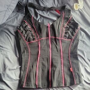 Tripp NYC Black and Pink Corset Top